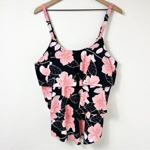 BEAUTIKINI FLORAL PINK BLACK PRINT SWIMMING PLUS SIZE TANKINI 20W BRAND NEW